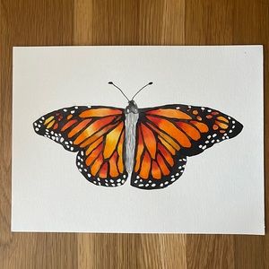 COPY - Original monarch butterfly watercolor print 9x12